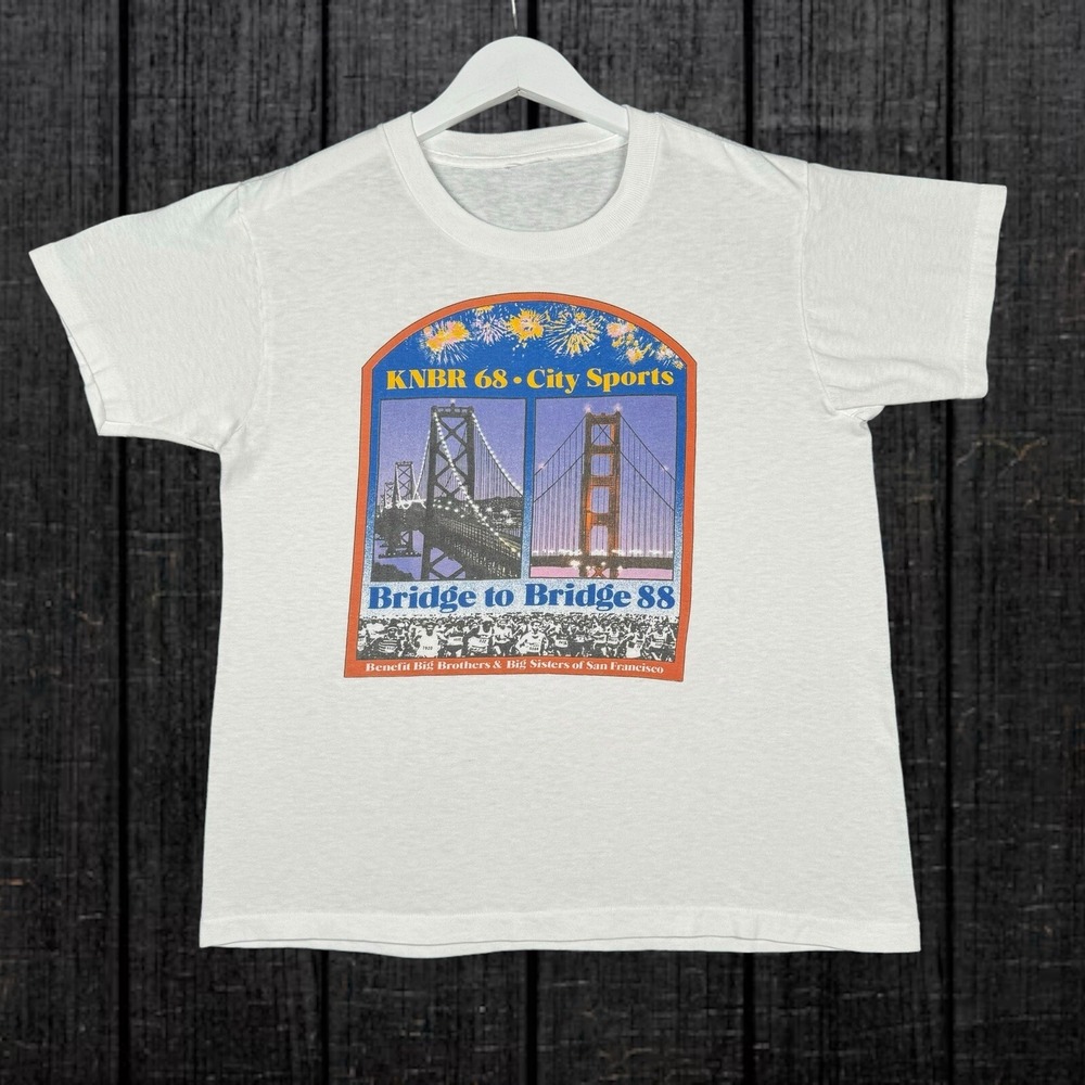 Vtg 1988 Bridge to Bridge Race Big Brothers Sisters KNBR 68 AM Shirt 80's Small